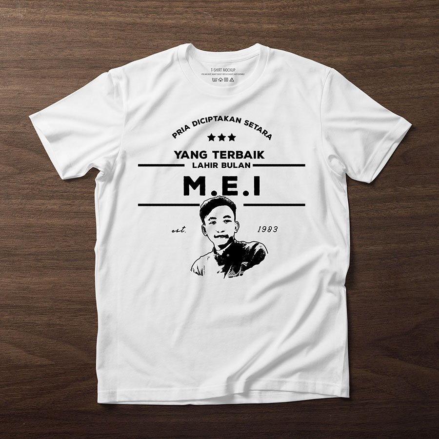 Kaos Custom Pria Warna Putih, Ukuran S – XXL