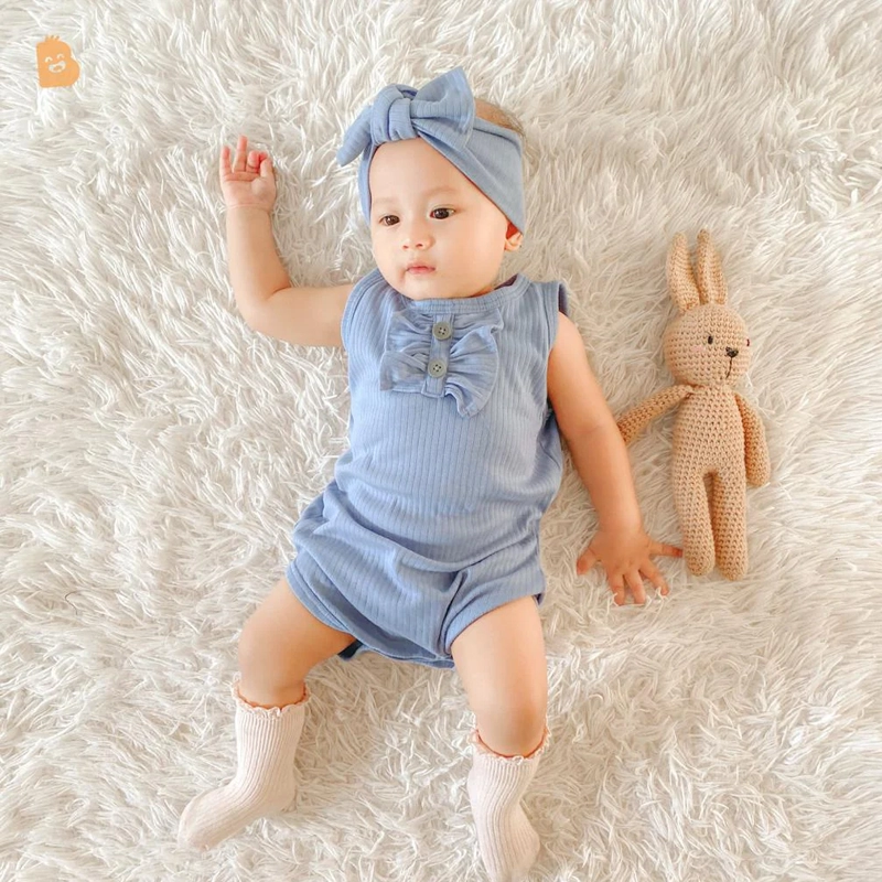 Set Dress Bayi Motif Kotak-Kotak Umur 0 - 1 Tahun