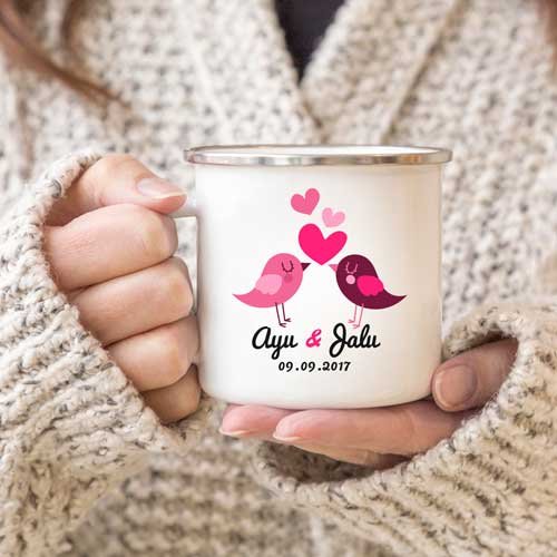 Kado Pernikahan Mug Enamel Premium